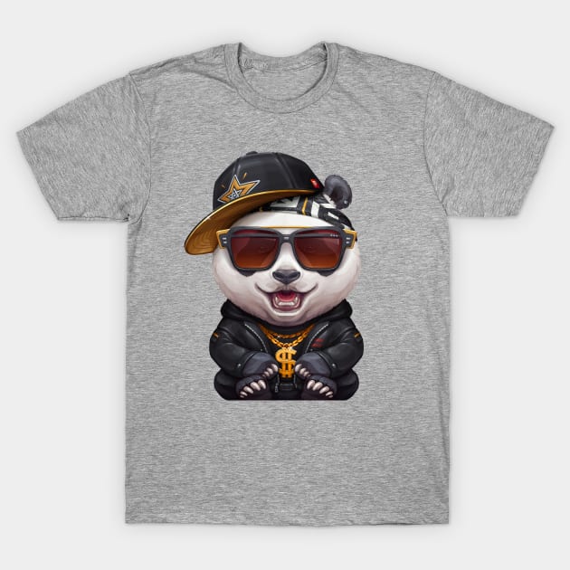 Panda Hip-Hop Super Star T-Shirt by stonemask